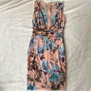 Floral, deep V neck dress